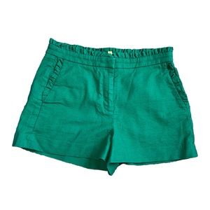 JCrew Green Ruffle Trim Textured Shorts